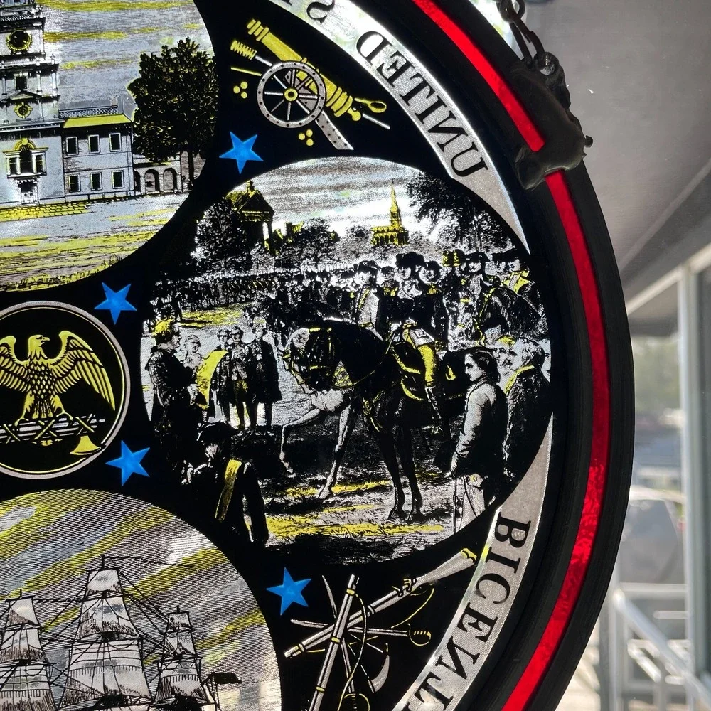 Vintage Suncatcher Stained Glass United States Of America Bicentennial 1776 1976 - Picture 7 of 15